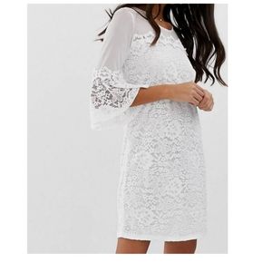 QED London Lace Mini Dress with Bell Sleeve